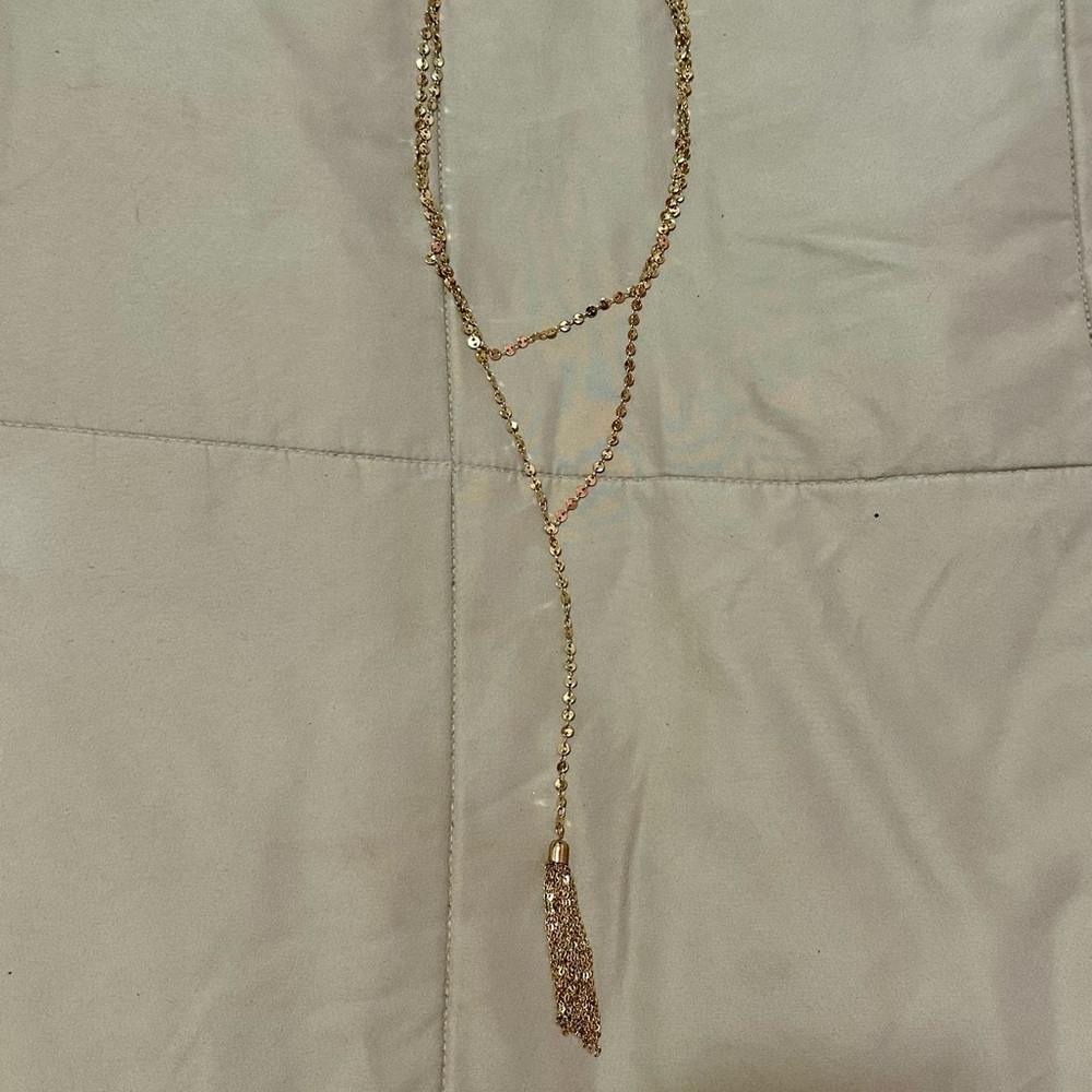 Gold Necklace with Tassel Pendant